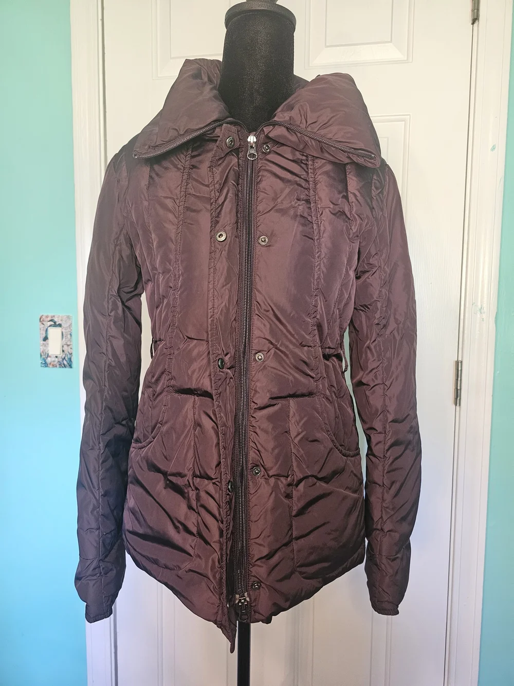 Mariani Down Coat Deep Plum Italian Sizing Women's 44 (Appx 6-8 US)